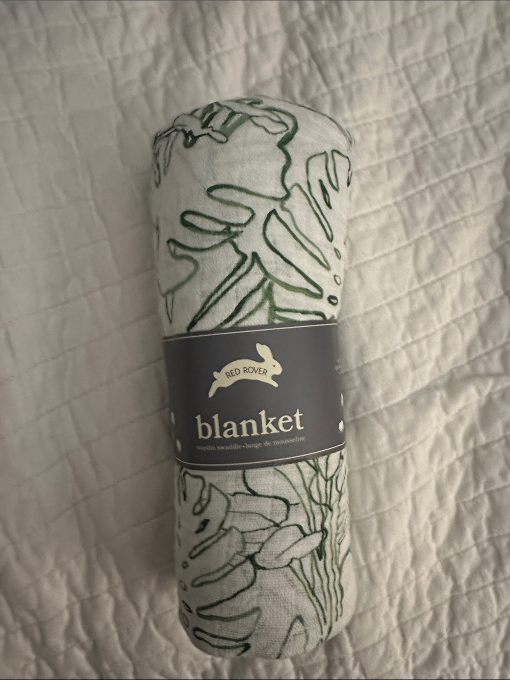 Muslin Green Leaf Swaddle Blanket